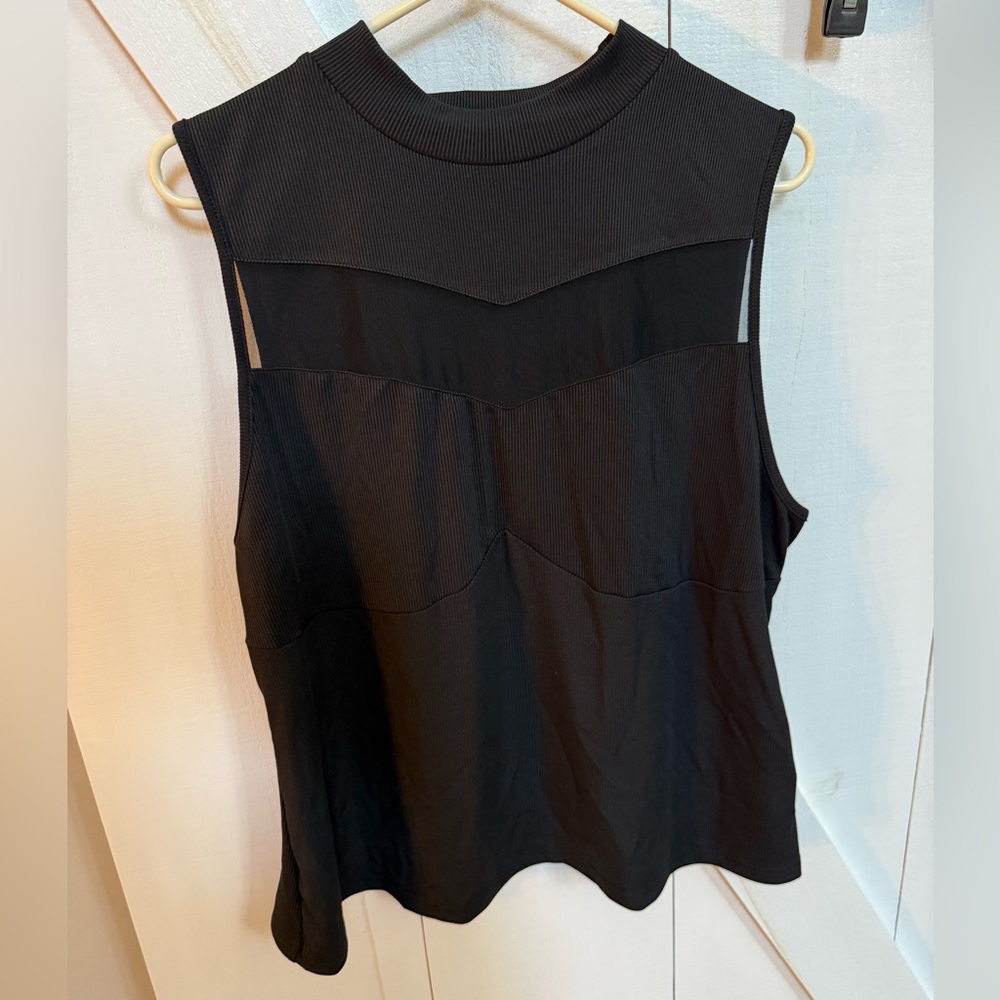 SHEIN Black Sleeveless Mock Neck Tank Top